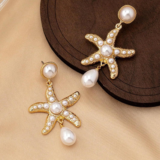 Women's High-end Light Luxury Pearl Starfish Earrings