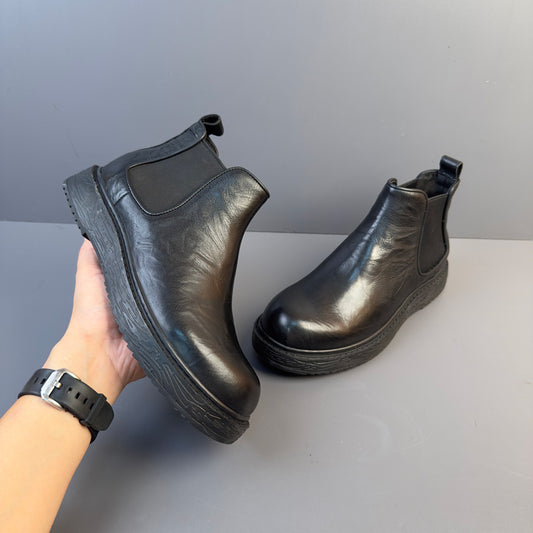 British Retro Round Toe Chelsea Boots Men's Shoes