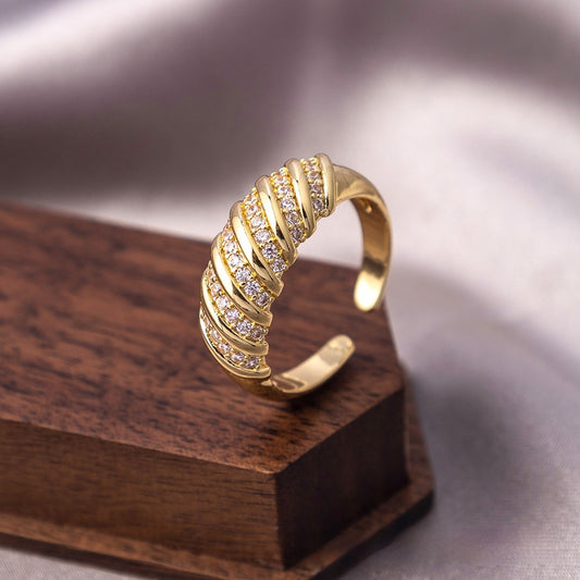 Ring Real Gold Zircon Ornament Adjustable Retro Heavy Industry Ring Ornament Ornament