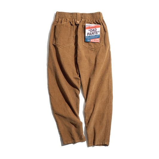 Maden Vintage Brown Corduroy Pants Men Solid Harajuku Straight Pant Cargo Retro Casual Streetwear Trouser Safari Bottoms
