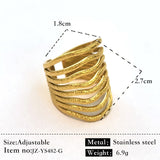 Glossy Stainless Steel Plated 18K Gold Simple Ring