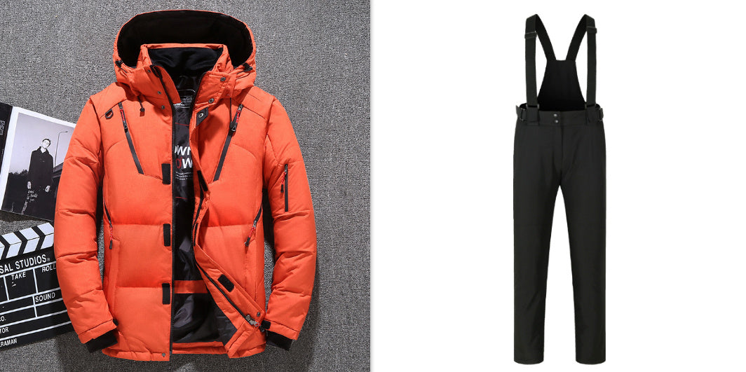 Men's Short White Duck Down Hooded Jacket
