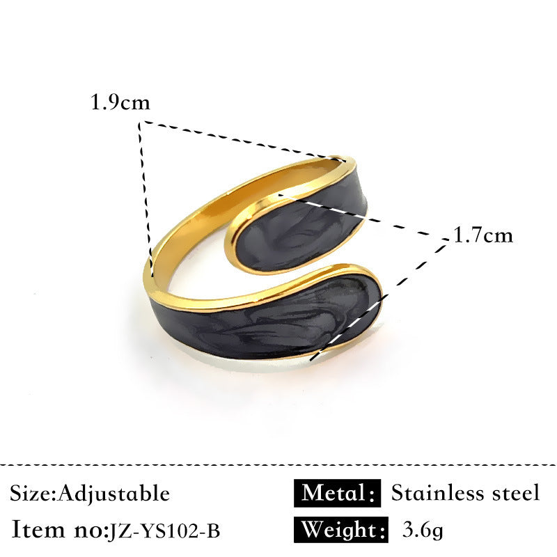 Stainless Steel Contrast Color Plating 18K Stitching Ring