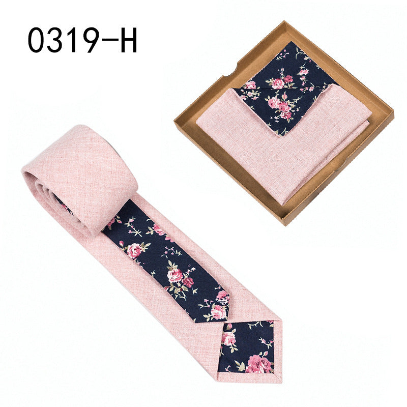 Floral Cotton Necktie & Pocket Square Set