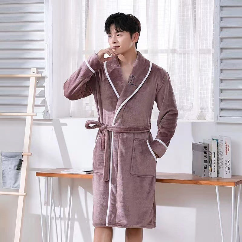 Men's Plush Oversize Flannel Bathrobe