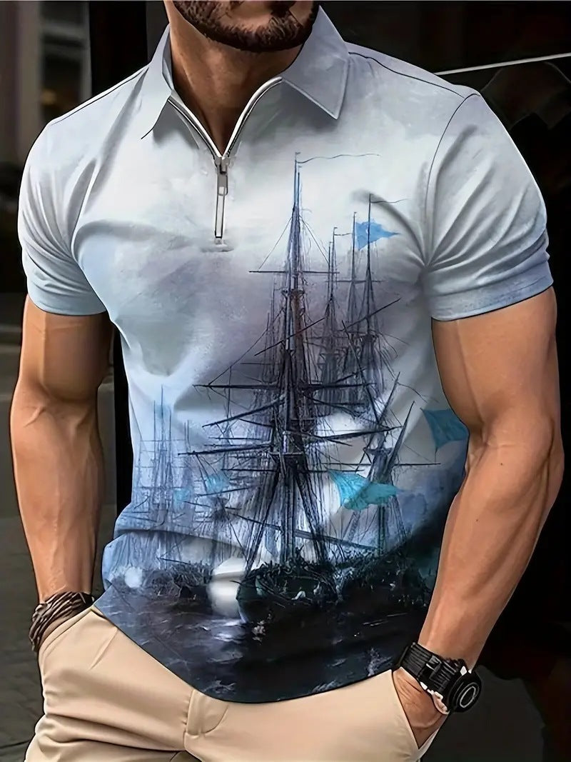 Men's Print Polo — Breathable Fabric