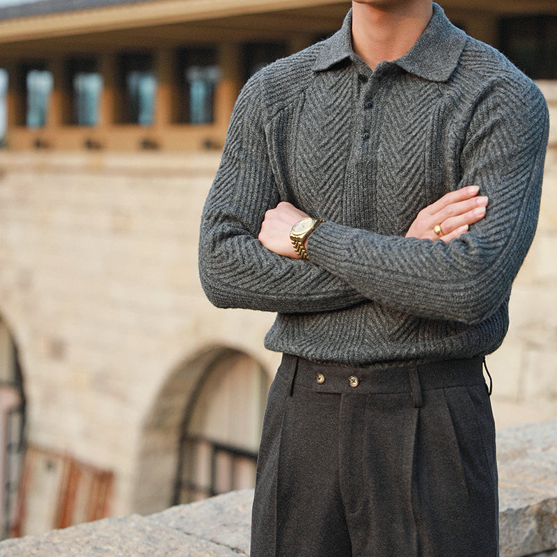 Men's Thermal Lapel Base Sweater