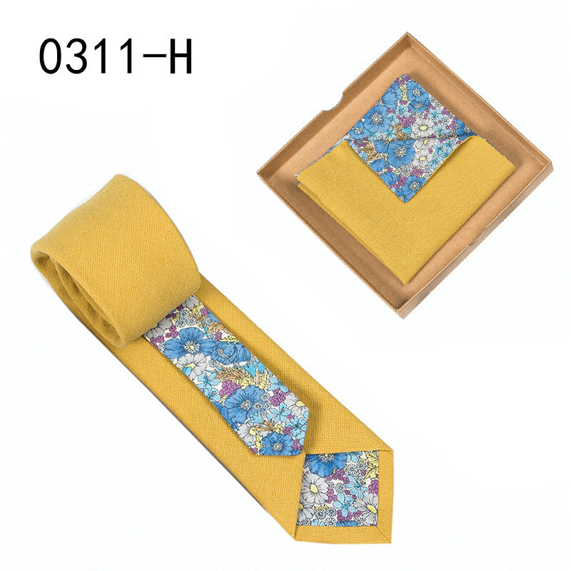 Floral Cotton Necktie & Pocket Square Set