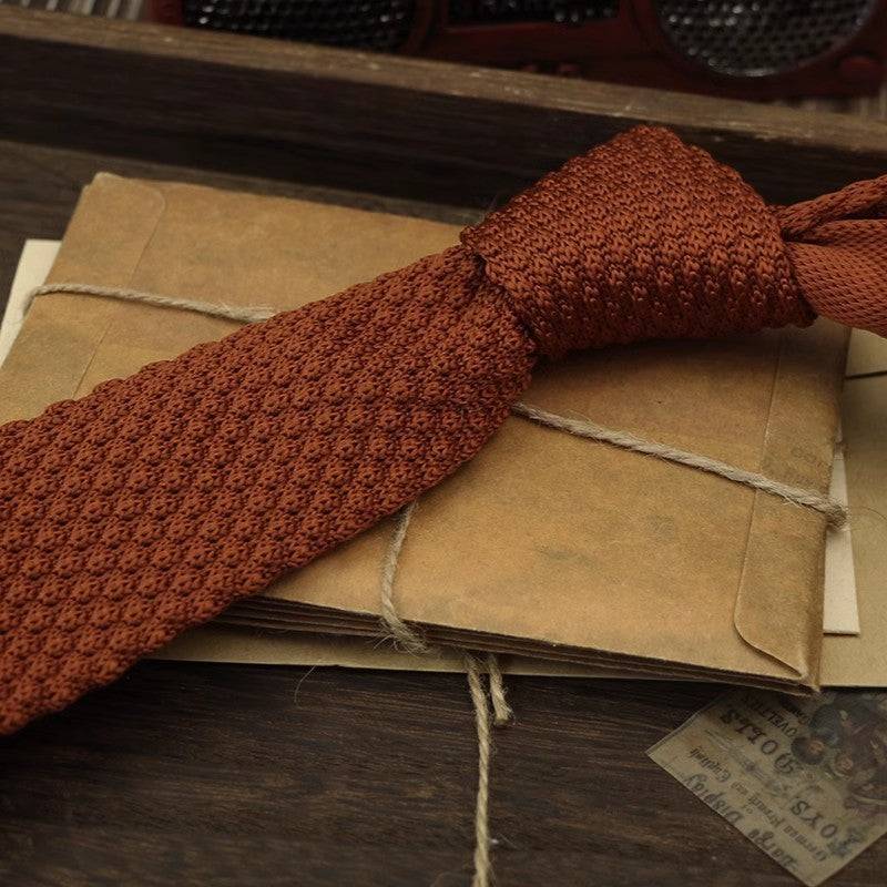 Narrow Woolen Knit Tie