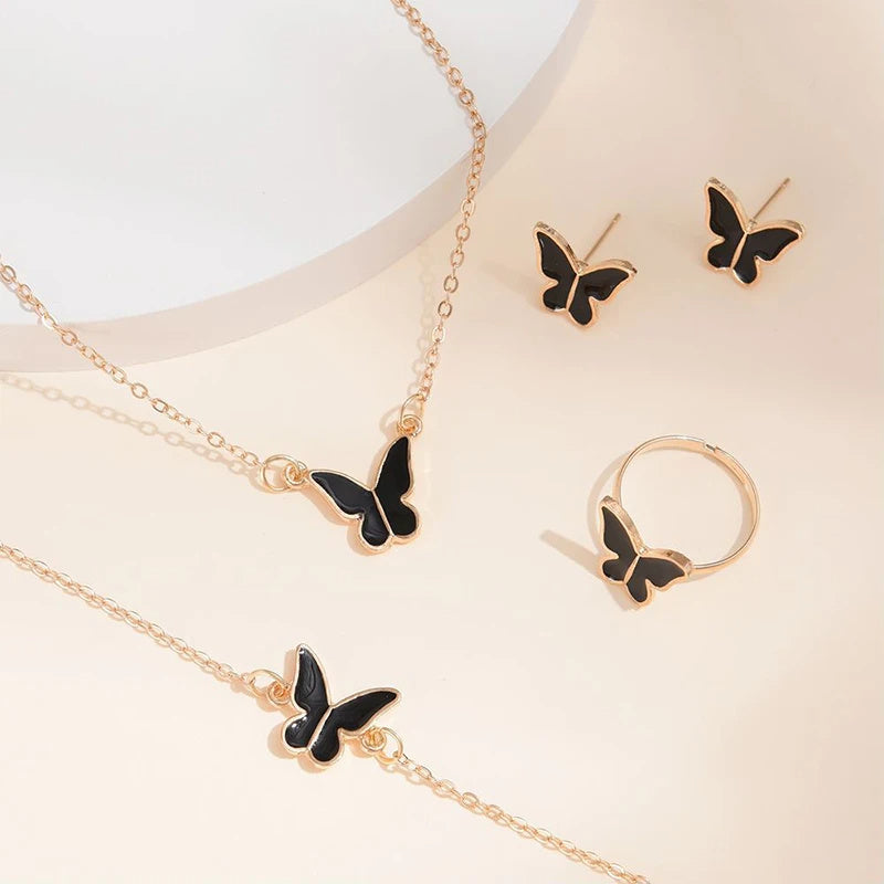 Butterfly Bridal Jewelry Set — 5 Pieces