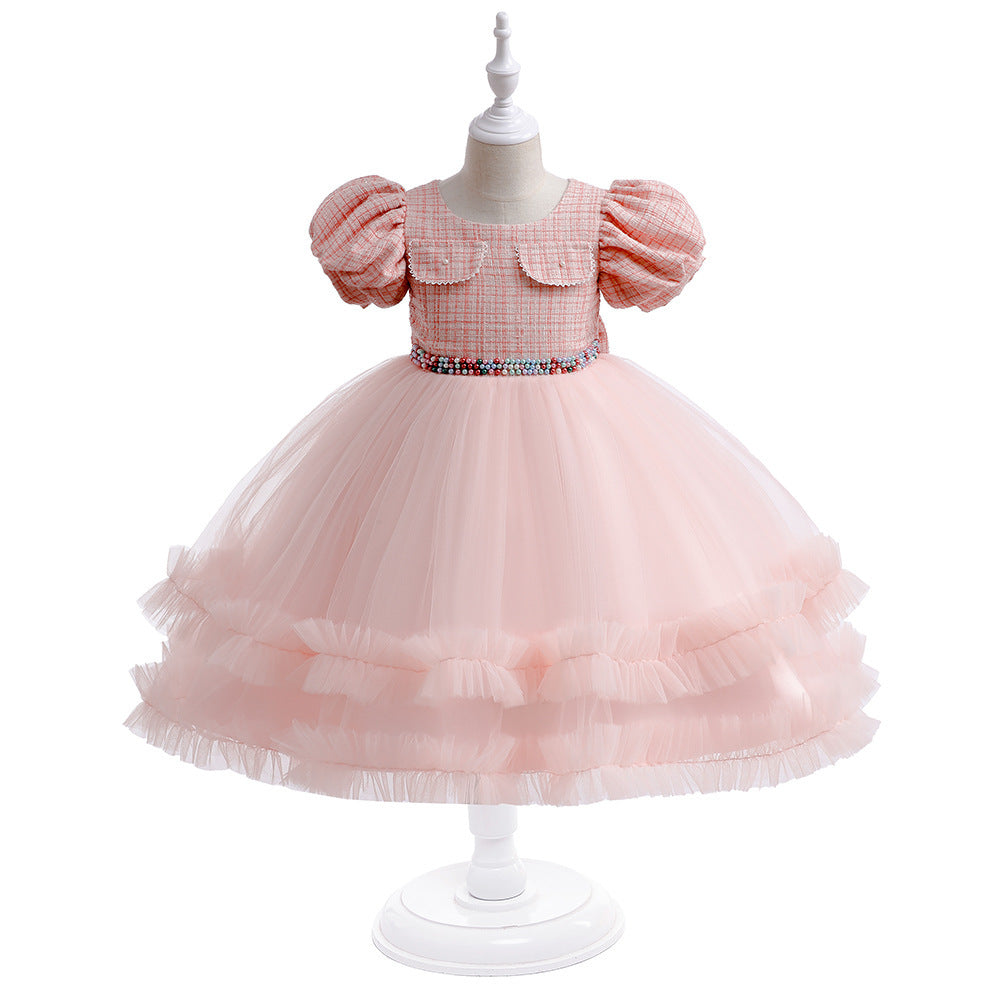 Girls' Halloween Puff Sleeve Mesh Dress