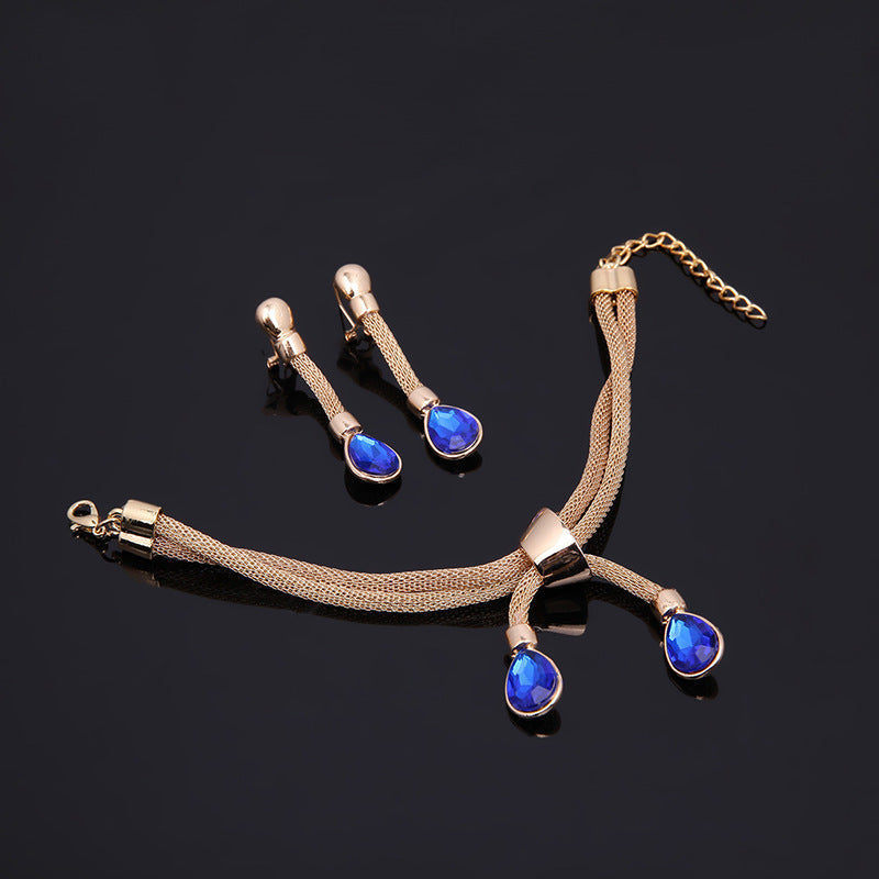Gold-Plated Necklace and Earrings 4-Piece Set