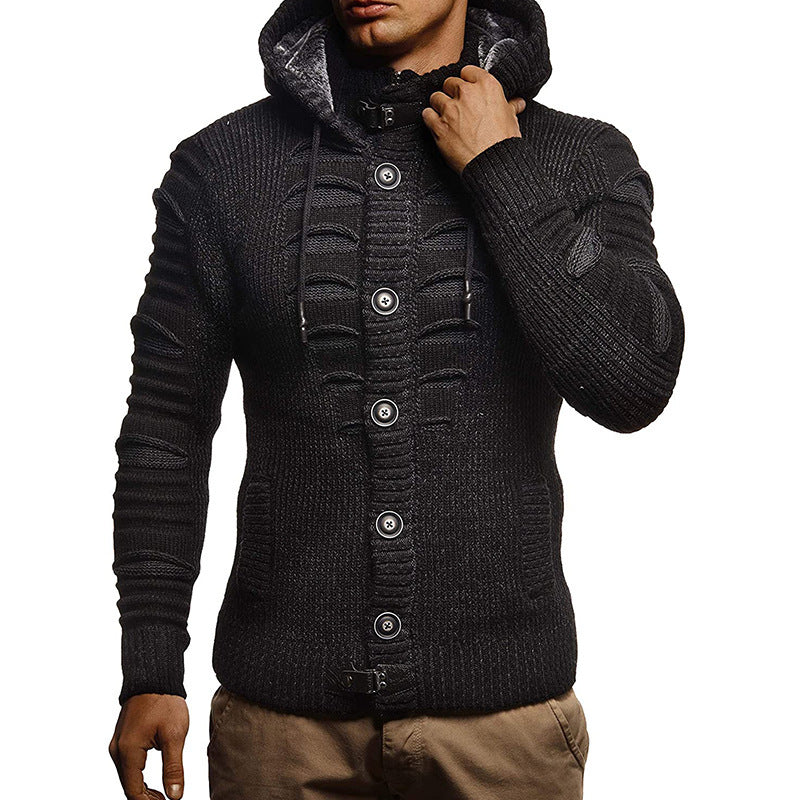 Men's Hooded Knit Cardigan