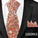 Casual Cotton Floral Print 6cm Casual Tie Pocket Square Suit