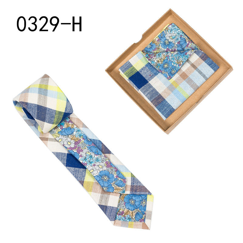 Floral Cotton Necktie & Pocket Square Set