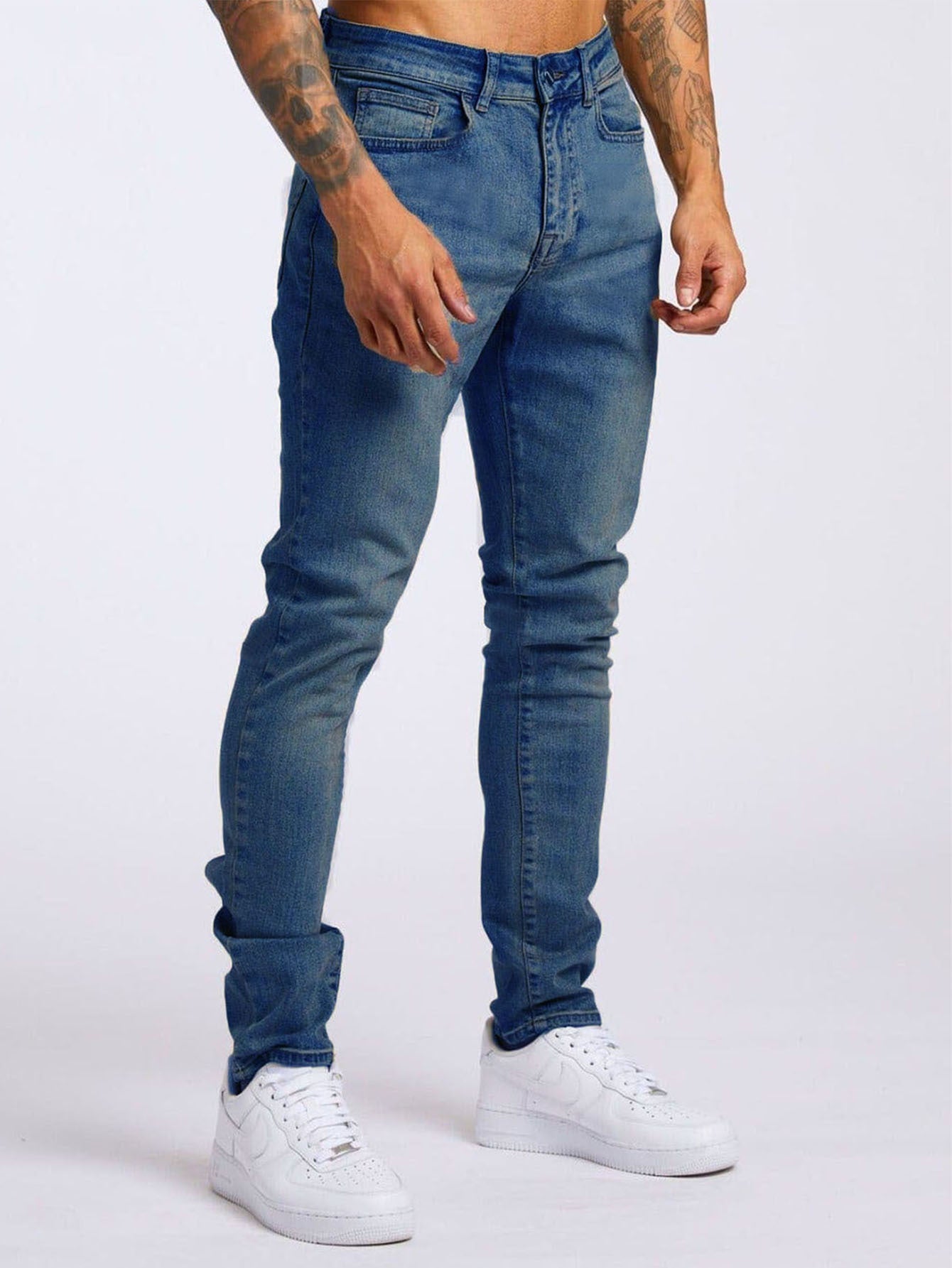Men's Slim-Fit High-Waist Jeans