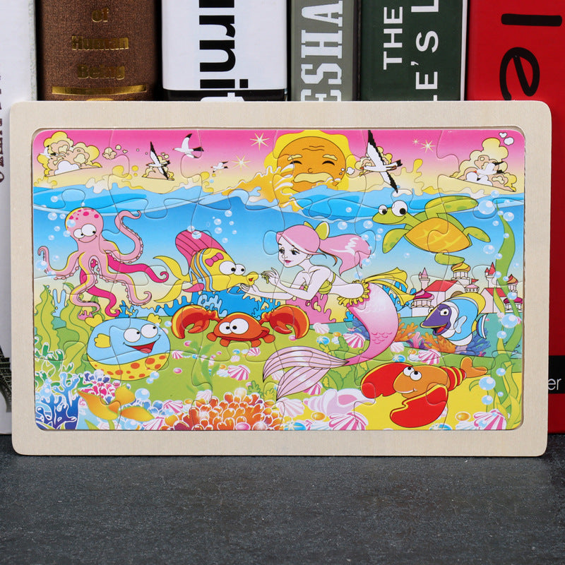 80pc Wooden Animal Puzzle Toy Set