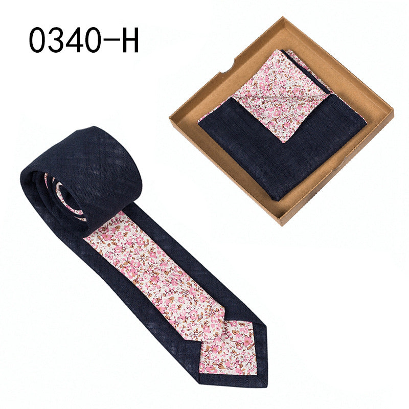 Floral Cotton Necktie & Pocket Square Set