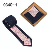 Men's Tie Floral Print Pocket Square Cotton Tie