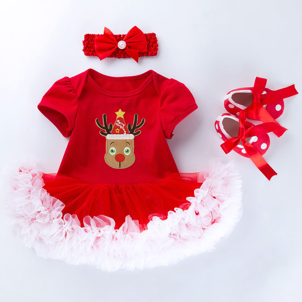 Baby Cartoon Romper Mesh Dress