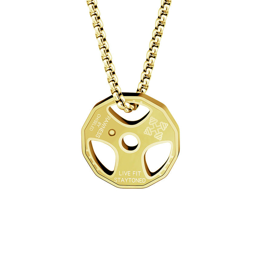 Dumbbell Pendant Necklace — Titanium Steel