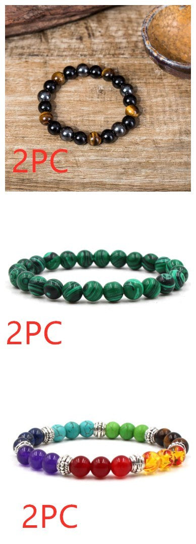 Malachite Stretch Bracelet — Black Matte