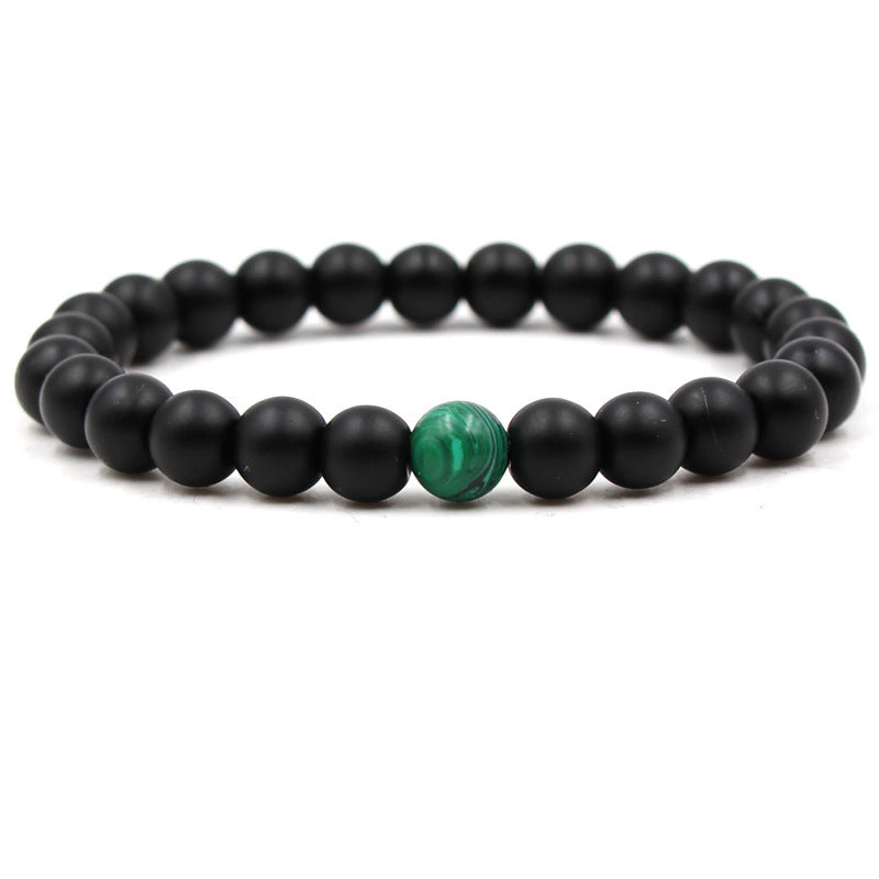 Malachite Stretch Bracelet — Black Matte