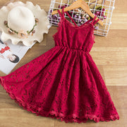Girls Embroidered Lace Suspender Dress