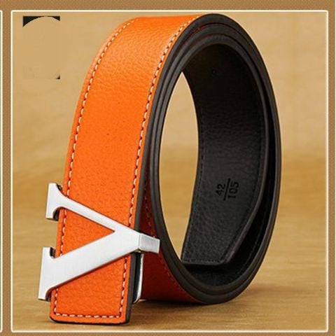 Men's Leather Letter Belt