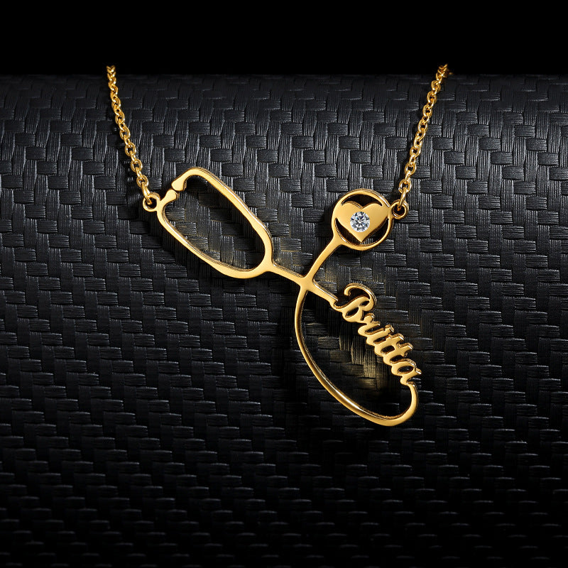Stethoscope Name Pendant Necklace