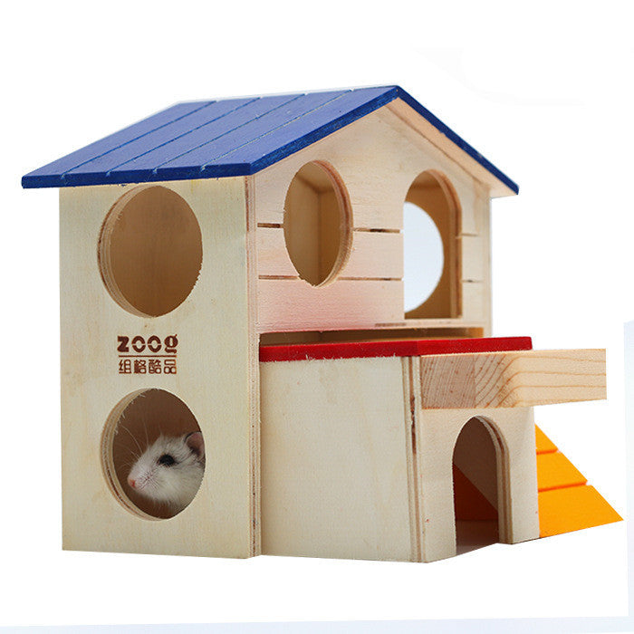 Wooden Hamster Villa with Molar Toys