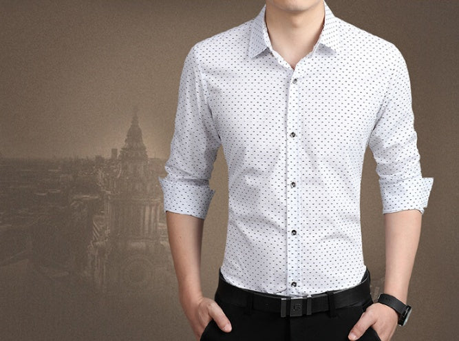 Men's Polka Dot Slim Dress Shirt