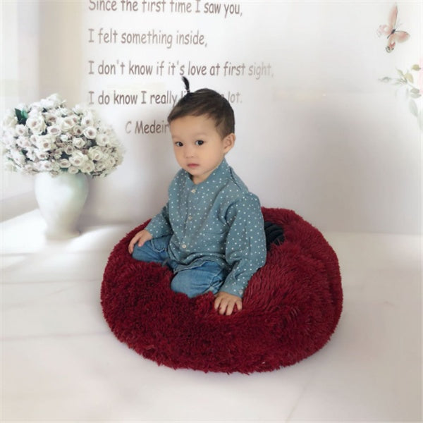 Round Long-Plush Pet Cushion Bed