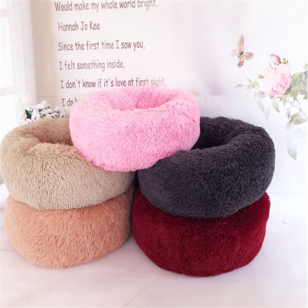 Round Long-Plush Pet Cushion Bed