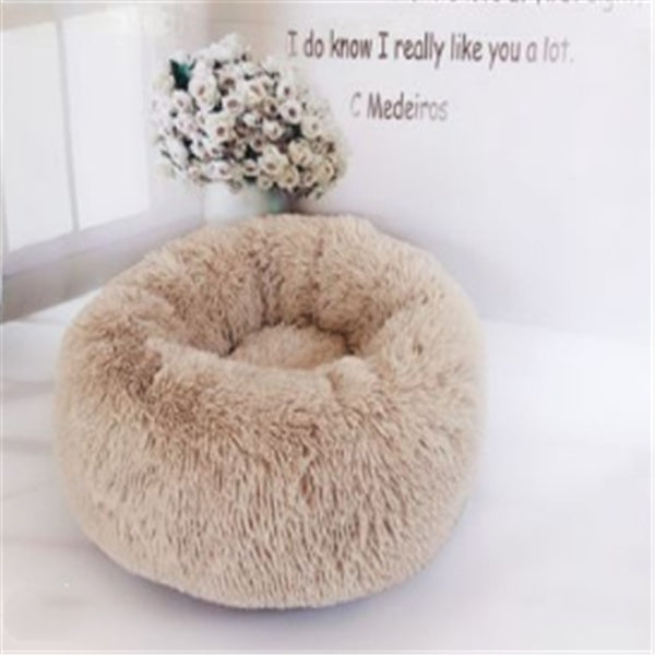 Round Long-Plush Pet Cushion Bed