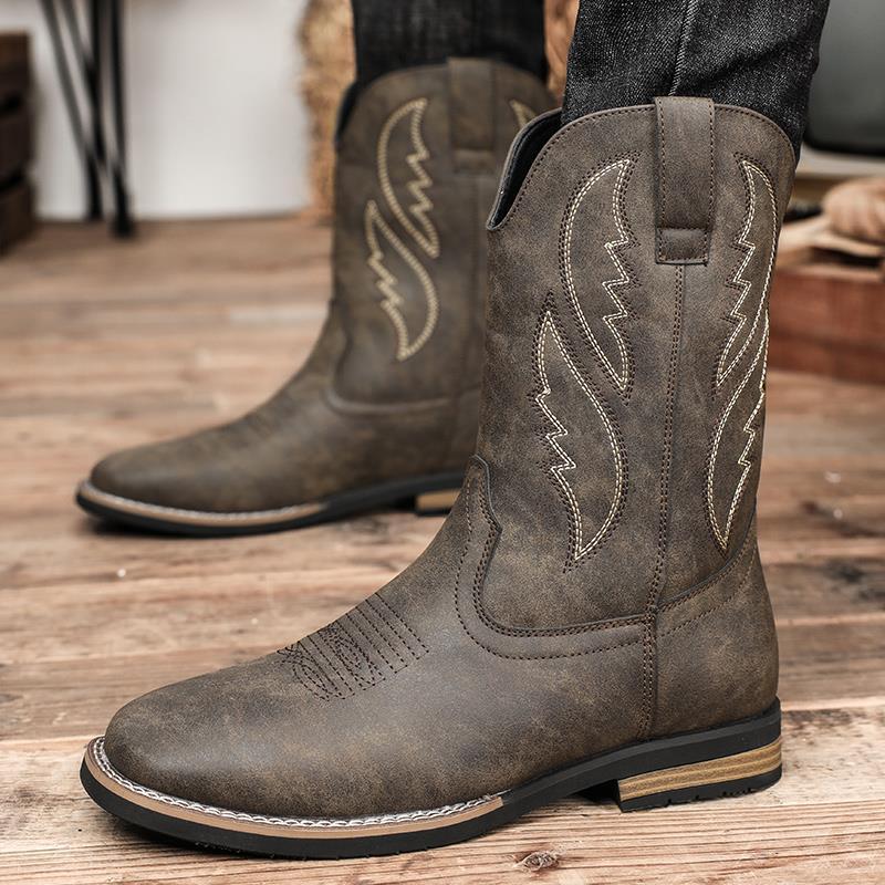 Retro Western Cowboy Work Boots