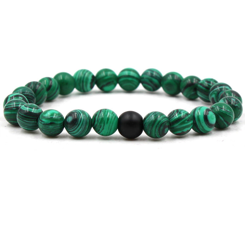 Malachite Stretch Bracelet — Black Matte