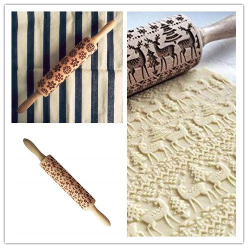 Christmas Embossing Rolling Pin