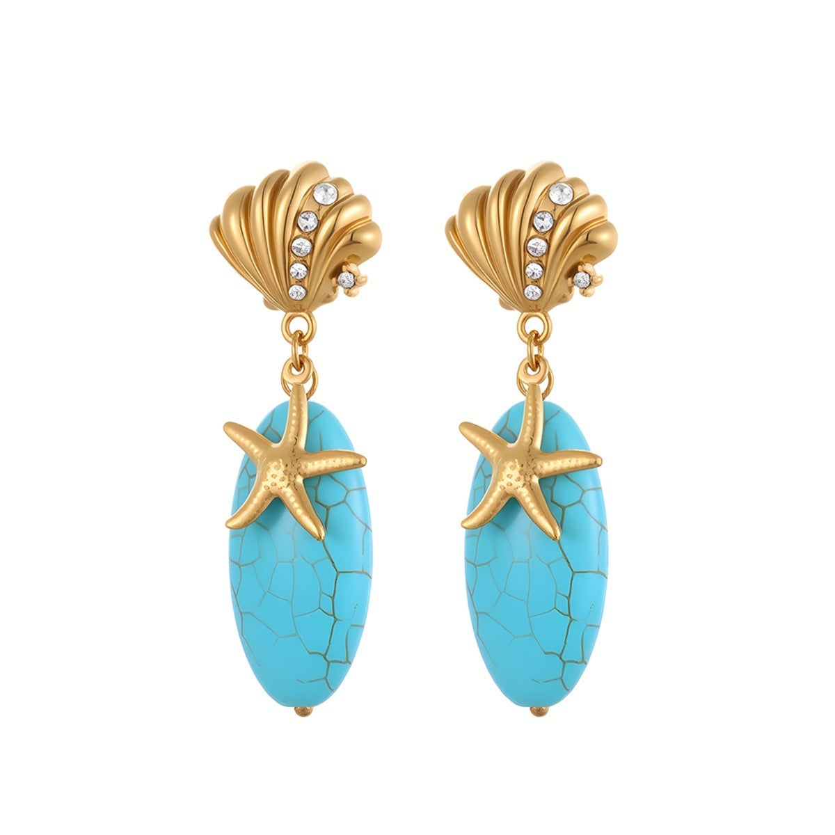 Turquoise Stainless Steel Drop Earrings