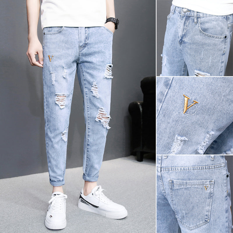 Black Ripped Ankle Jeans