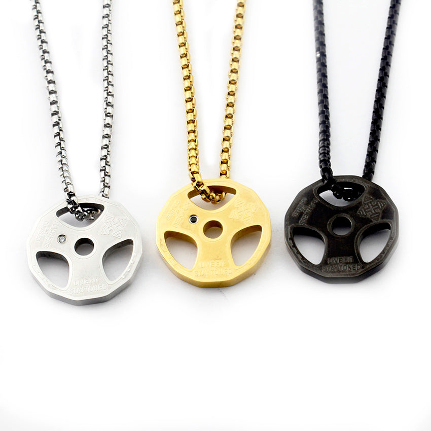Dumbbell Pendant Necklace — Titanium Steel