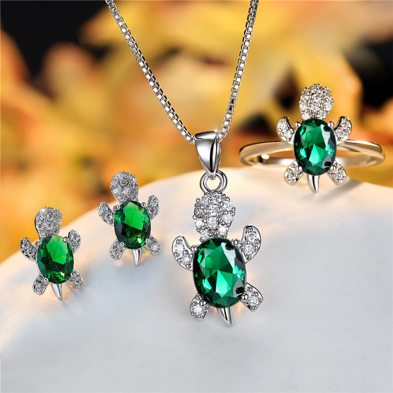 Turtle Pendant Necklace — Multicolor Crystal