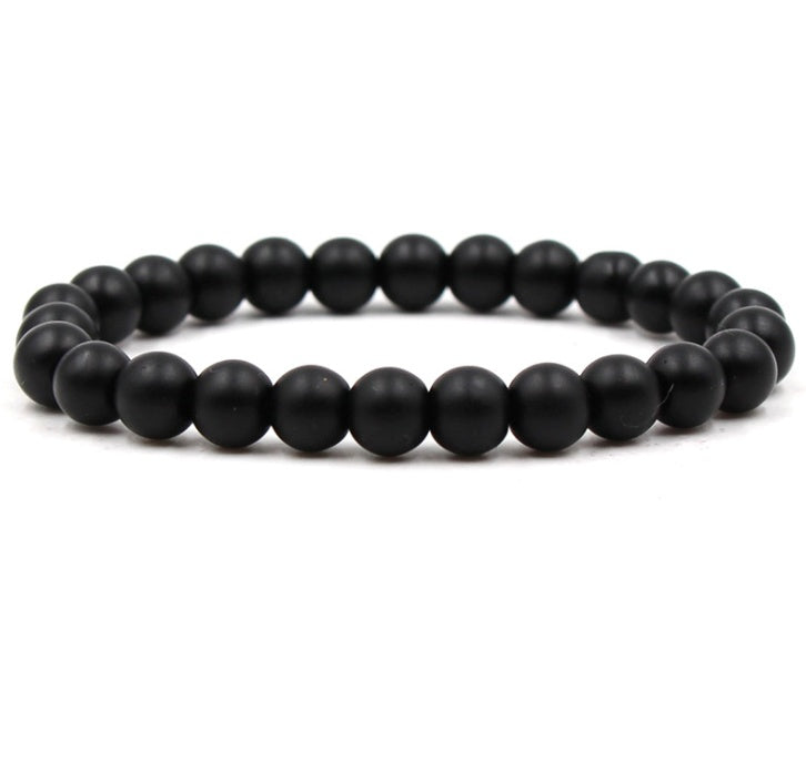 Malachite Stretch Bracelet — Black Matte