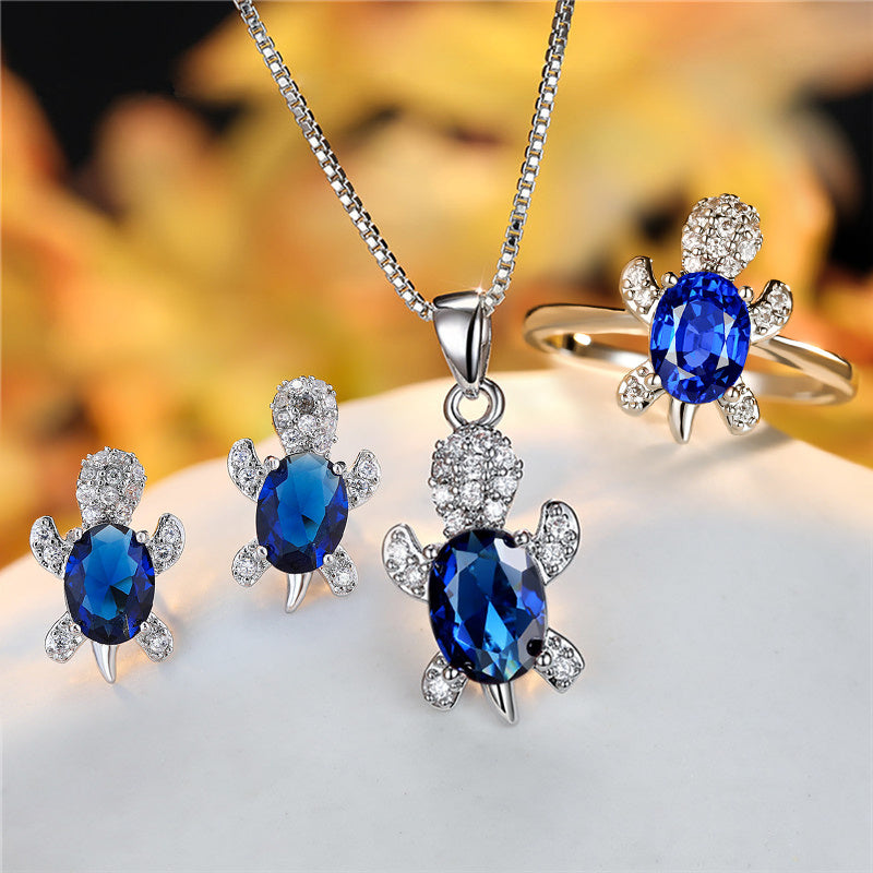 Turtle Pendant Necklace — Multicolor Crystal