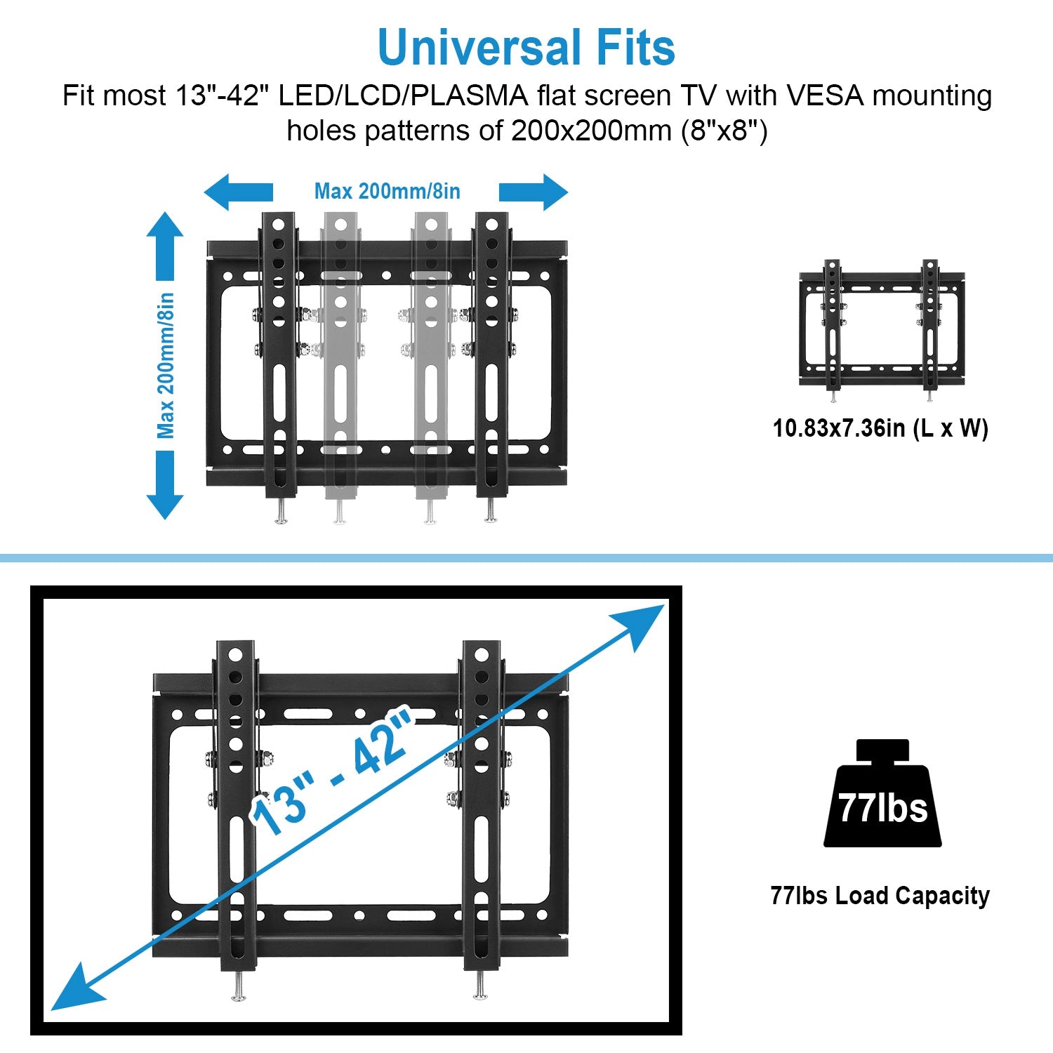 Tilt TV Wall Mount for 13-42in Flat Screens
