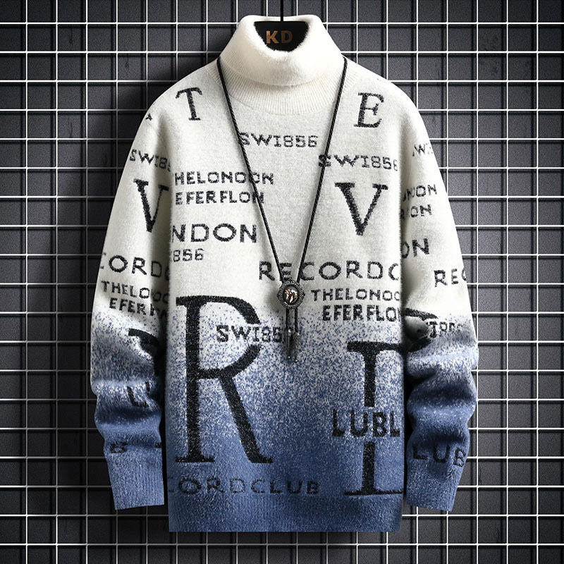 Men's Gradient Fleece Turtleneck Sweater