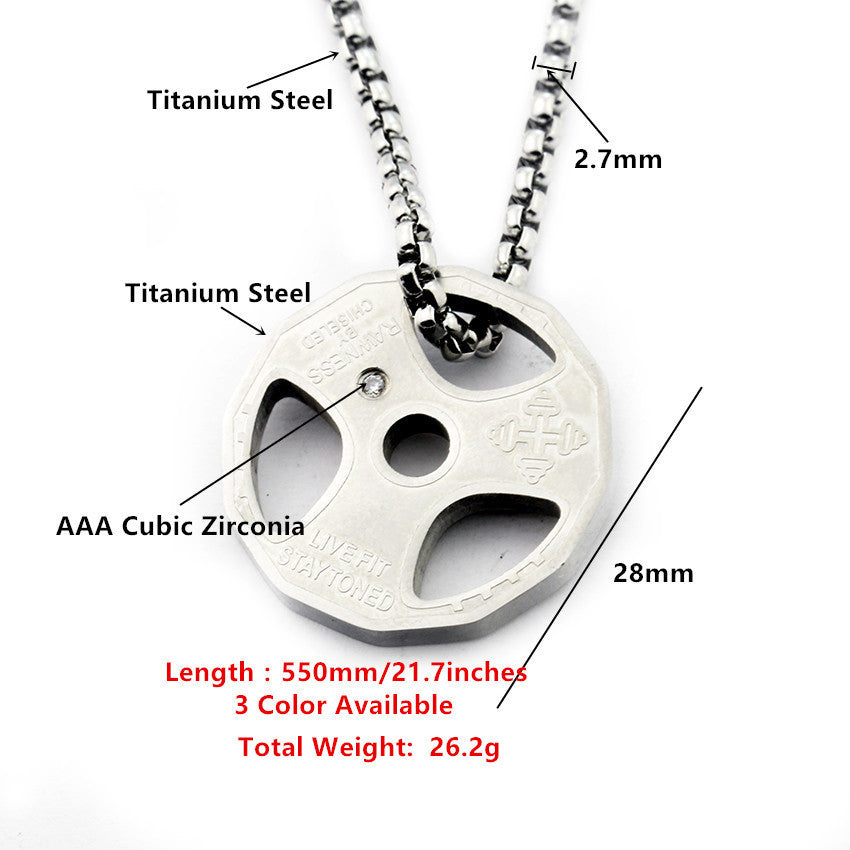 Dumbbell Pendant Necklace — Titanium Steel