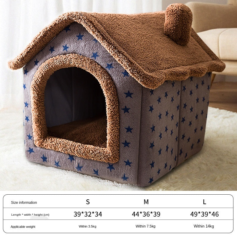 Coral Fleece Pet House Bed