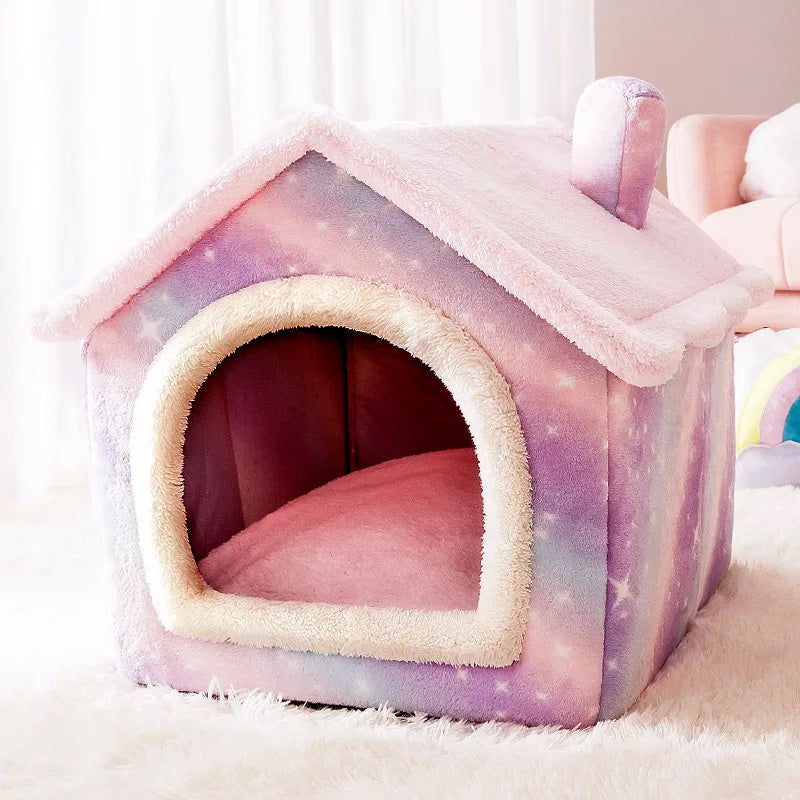 Coral Fleece Pet House Bed