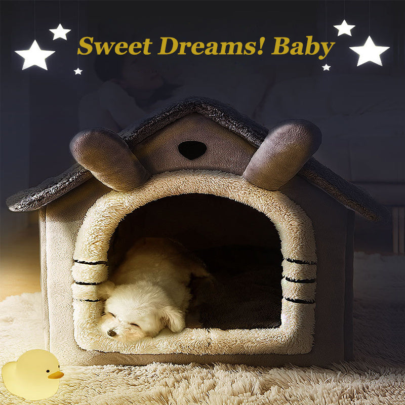 Coral Fleece Pet House Bed